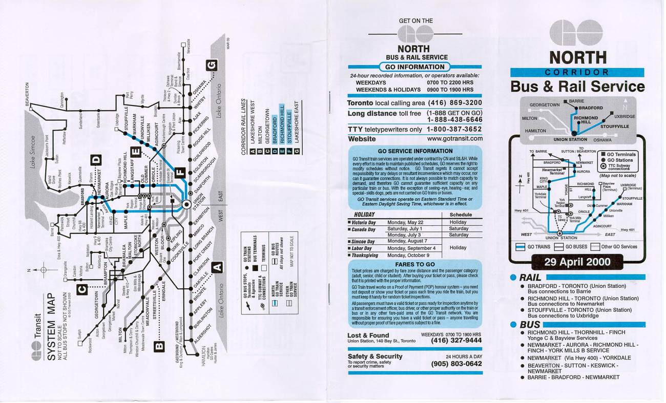 GO transit timetable circa 2000 page 3