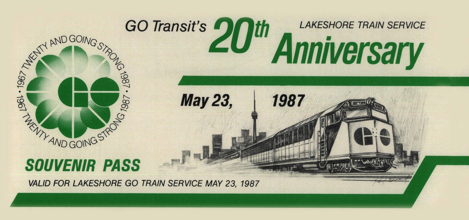 GO transit 20th anniversary souvenir pass 1987
