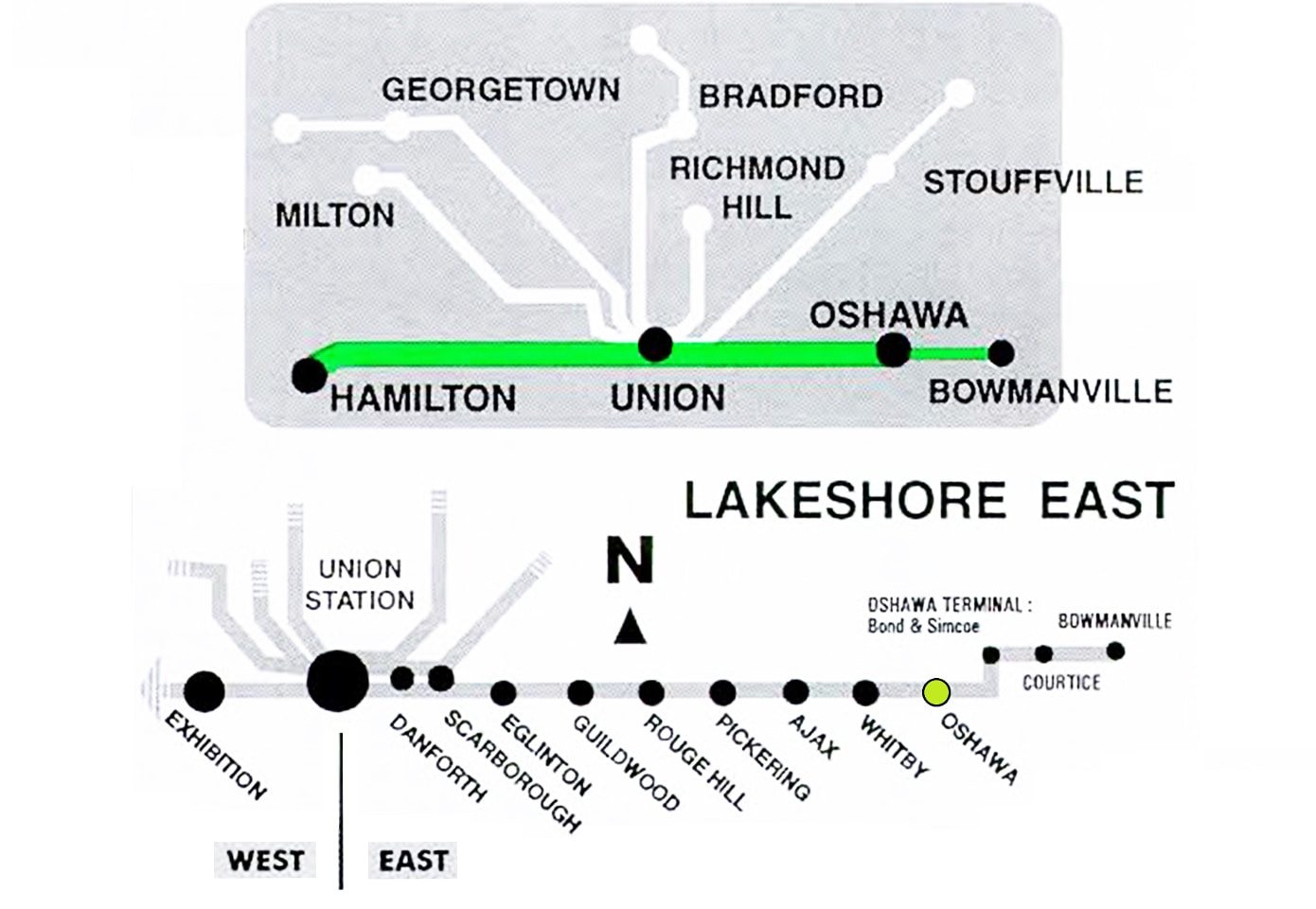 GO Transit Station Map circa 1990s